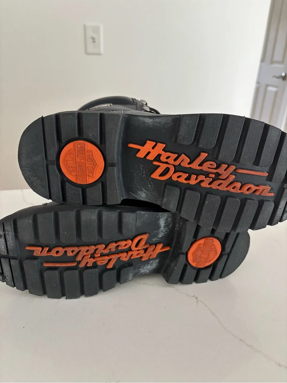 Harley-Davidson Black Leather Lace-Up Motorcycle Boots with Metal Eyelets